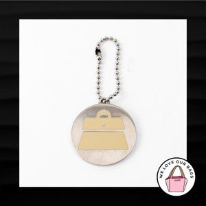 KATHY VAN ZEELAND ROUND ENAMEL SILVER KEY FOB BAG PURSE CHARM KEYCHAIN HANG TAG